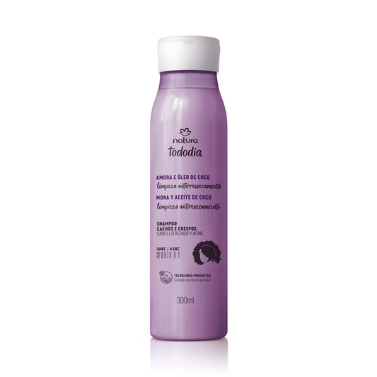 Natura Shampoo para cabellos rizos y afros Mora y Aceite de coco
