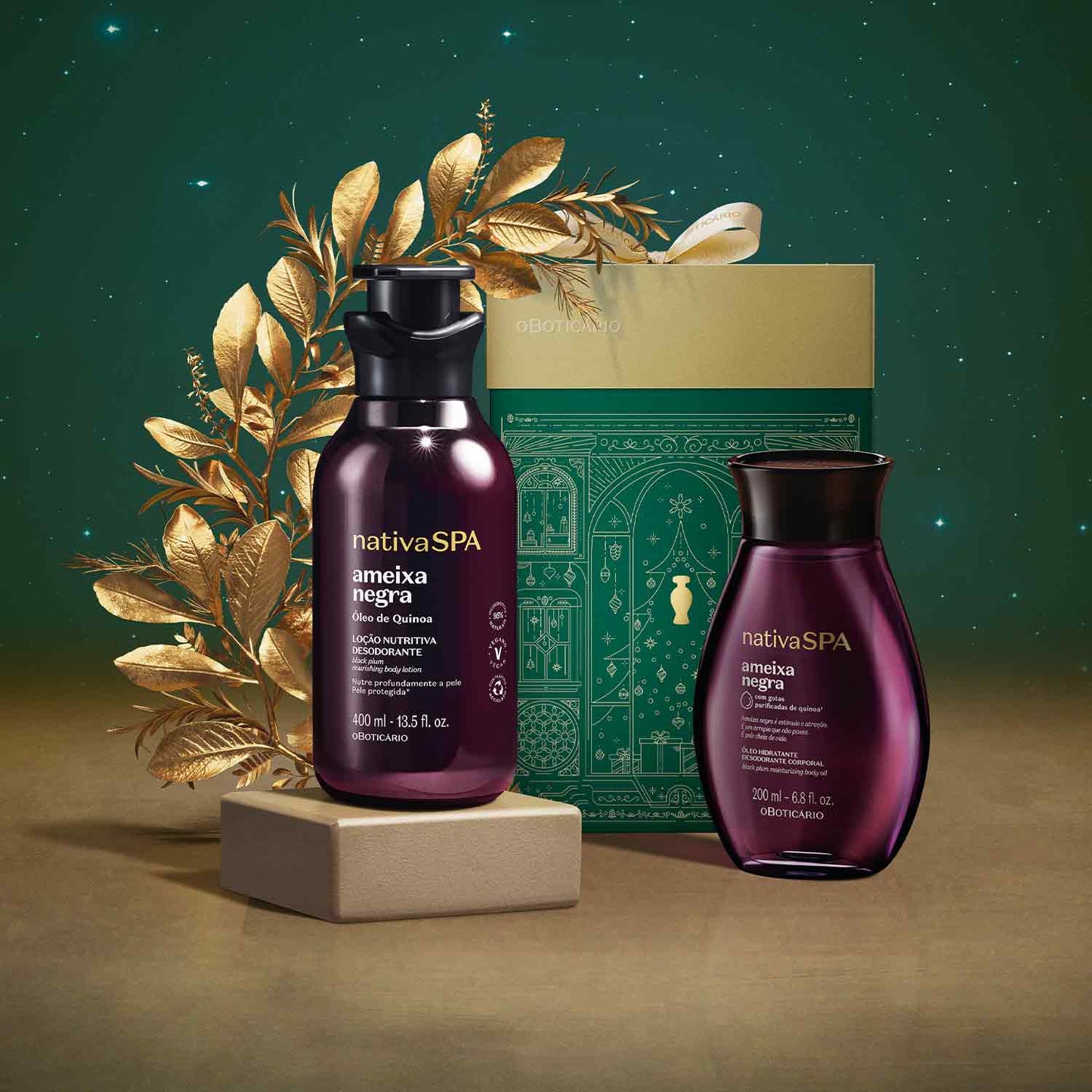 Oboticario Kit de Regalo de Navidad Nativa SPA Ameixa Negra – Cuidado Corporal Intensivo