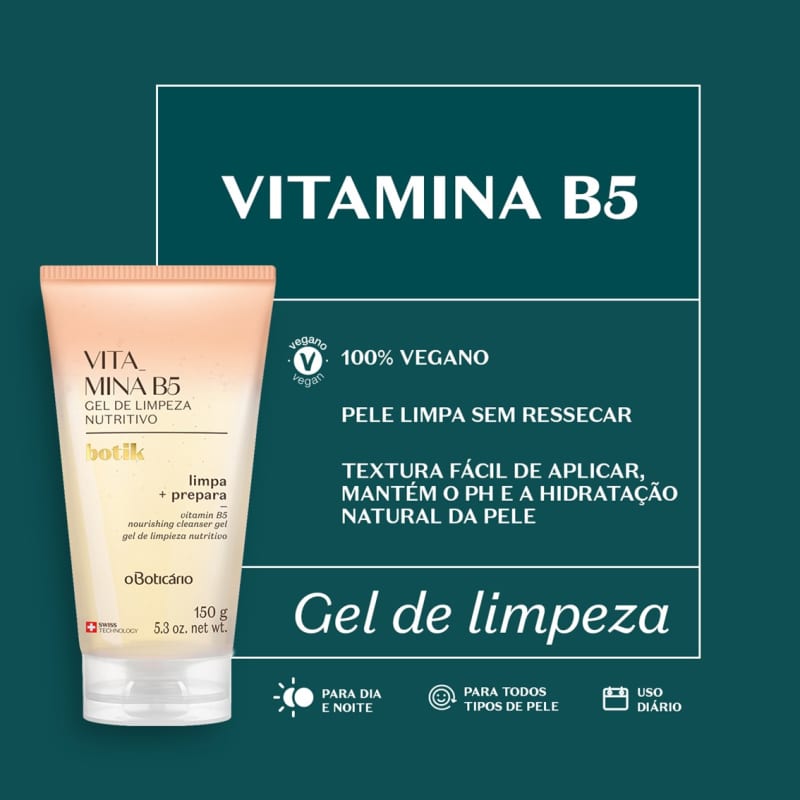 Oboticario Jabón facial Botik Gel Limpiador Facial Nutritivo Vitamina B5
