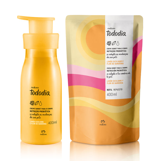 Tododia Kit Crema Nutritiva Limón Siciliano y Flor de Gardenia con Repuesto