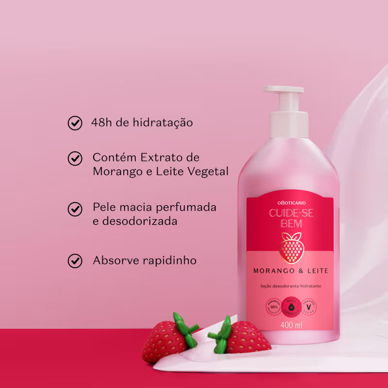 Crema Hidratante Corporal Fresa y Leche 400ml