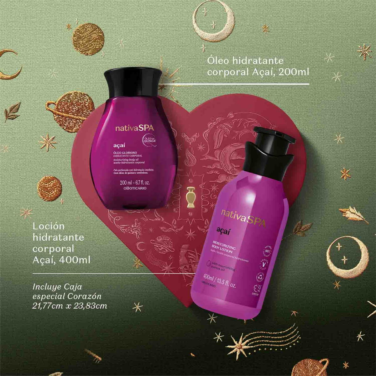 Kit De Regalo De Amor Y Amistad Femenino Cuidado Corporal Nativa SPA Açaí