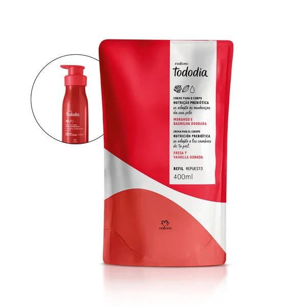 Repuesto Crema Nutritiva para el Cuerpo Tododia Fresa y Vainilla Dorada 400ml