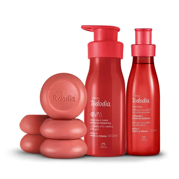 Kit Piel Suave y Perfumada Tododia Fresa y Vainilla Dorada