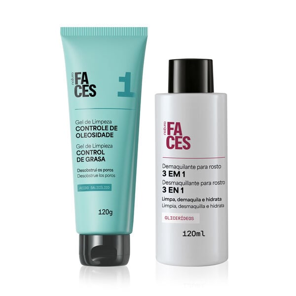 Kit Gel de limpieza y Desmaquillante 3 en 1 Faces