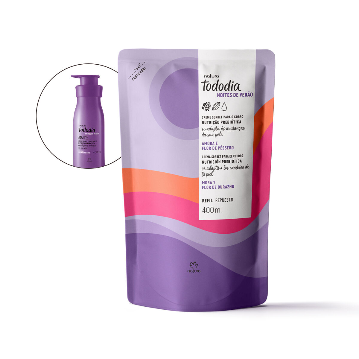 Repuesto Crema Hidratante Sorbet Para El Cuerpo Noches De Verano Mora y Flor De Durazno