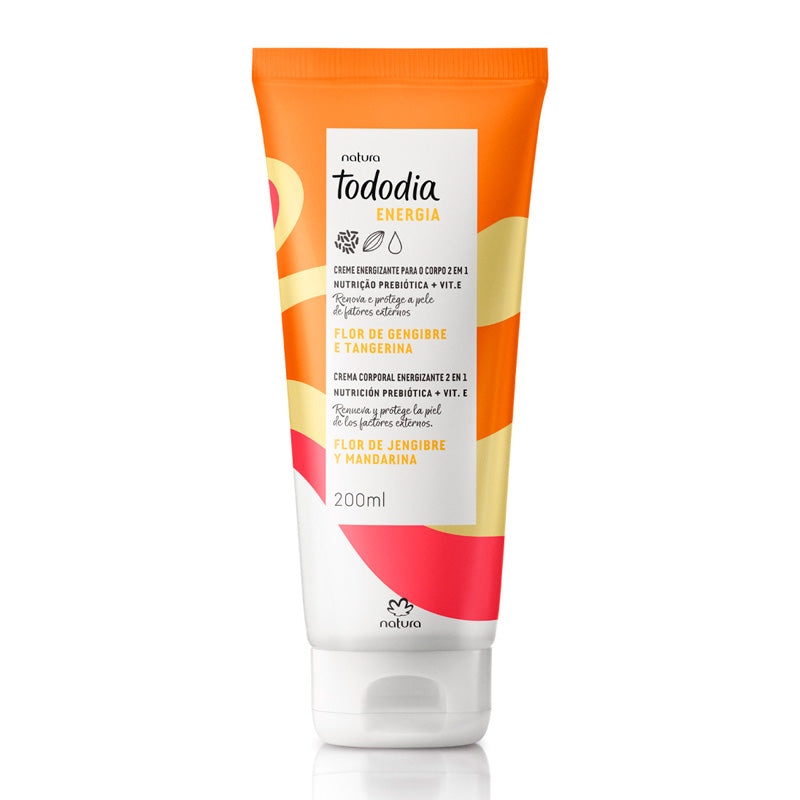 Natura Crema corporal energizante 2 en 1 flor de jengibre y mandarina