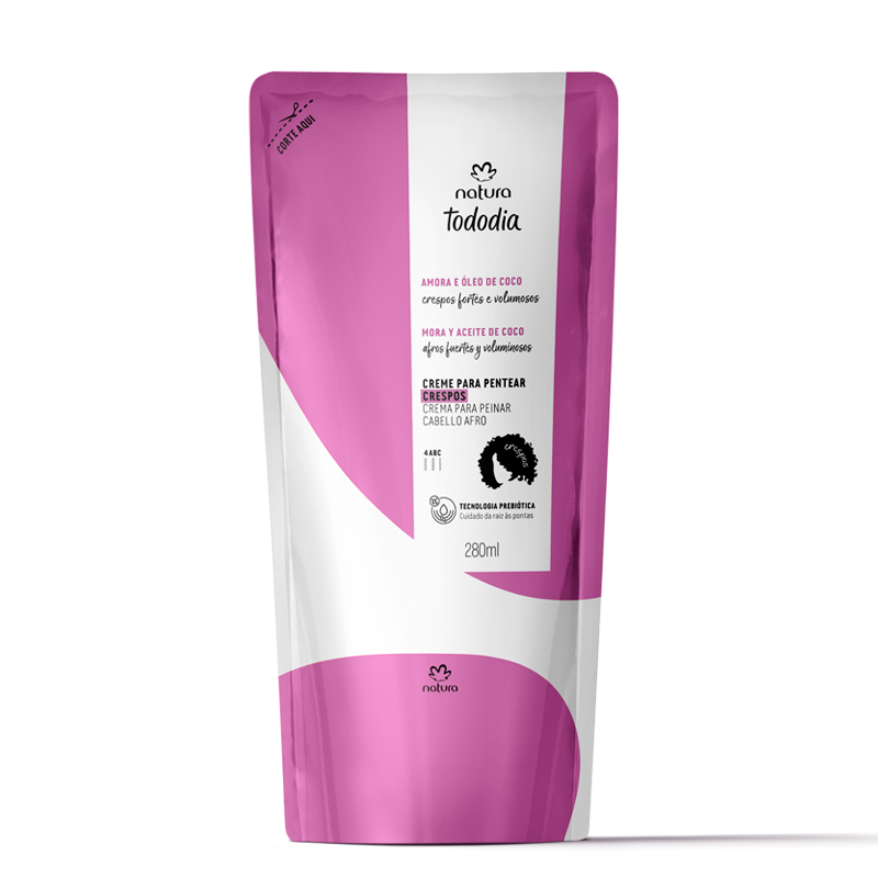 Natura Repuesto crema para peinar cabellos rizados mora y aceite de coco