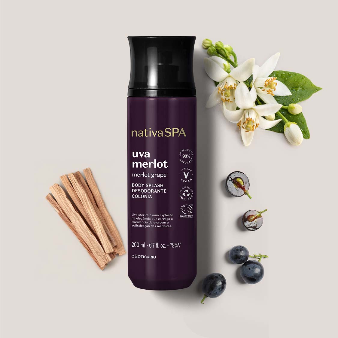 Oboticario Body Splash corporal Uva Merlot Nativa SPA