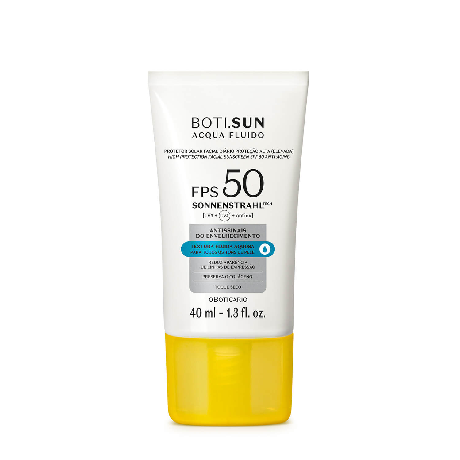 Oboticario Boti Sun Protector Facial Antiseñales Acqua Fluido Fps 50