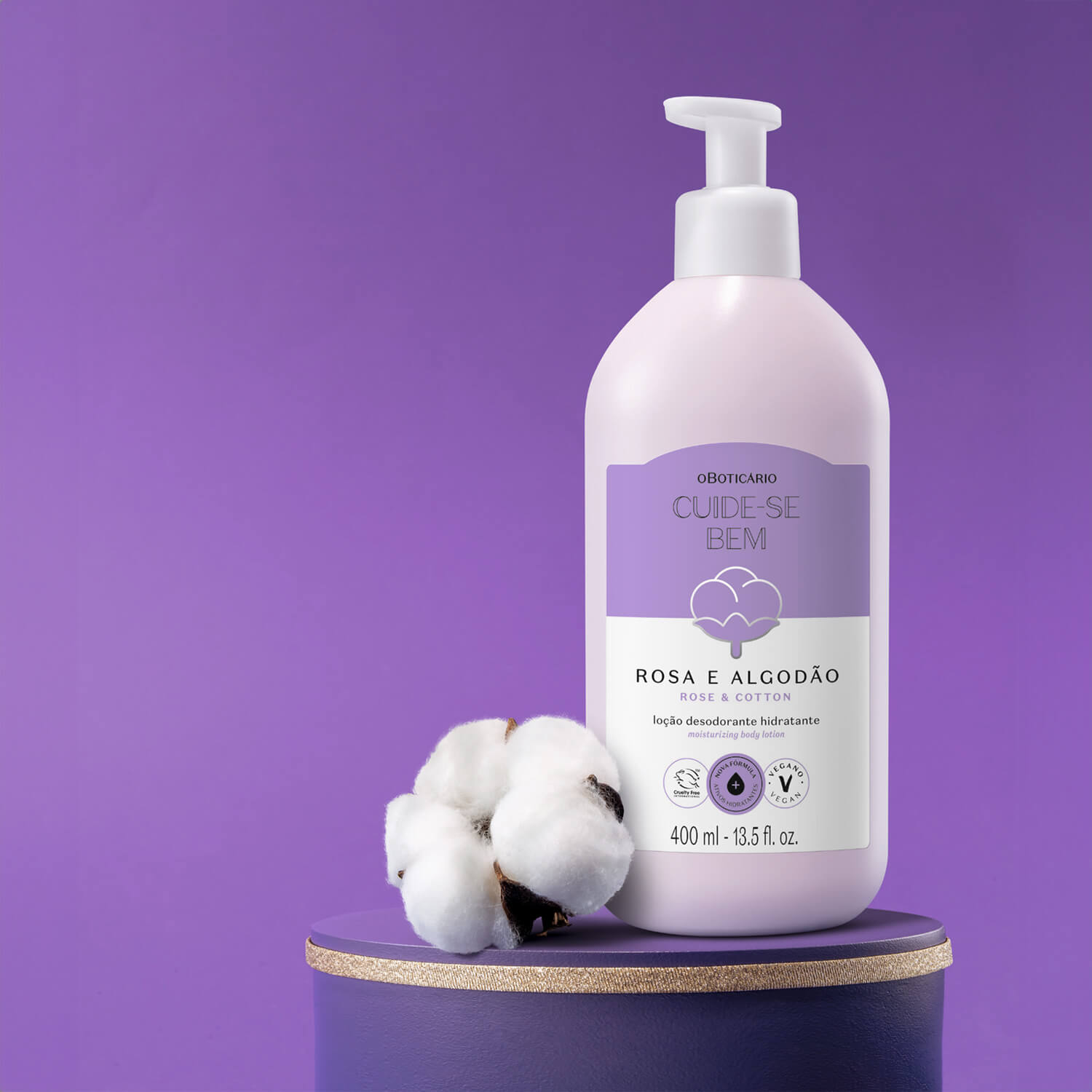 Oboticario Crema hidratante corporal rosa y algodón