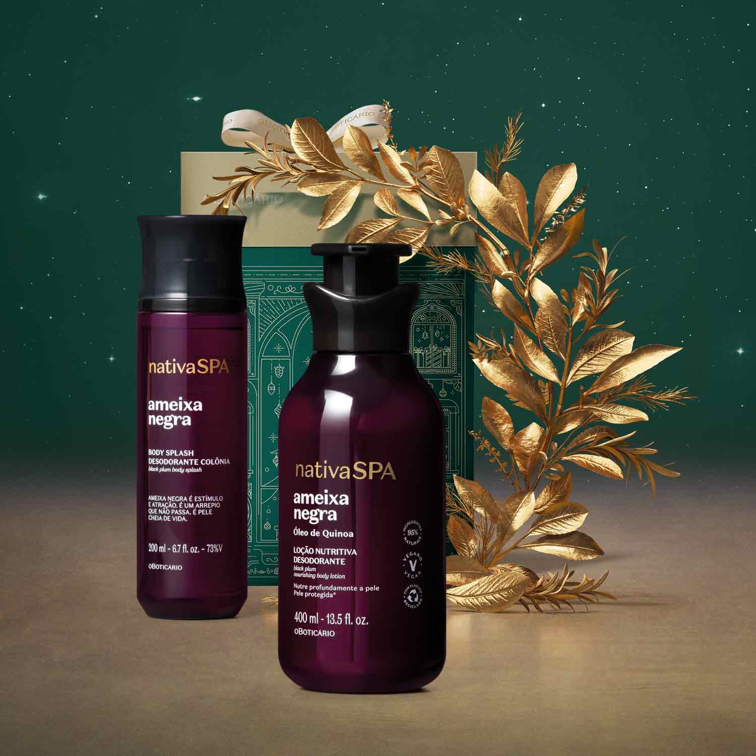 Oboticario Kit de Regalo de Navidad Nativa SPA Ameixa Negra – Cuidado Corporal Intensivo