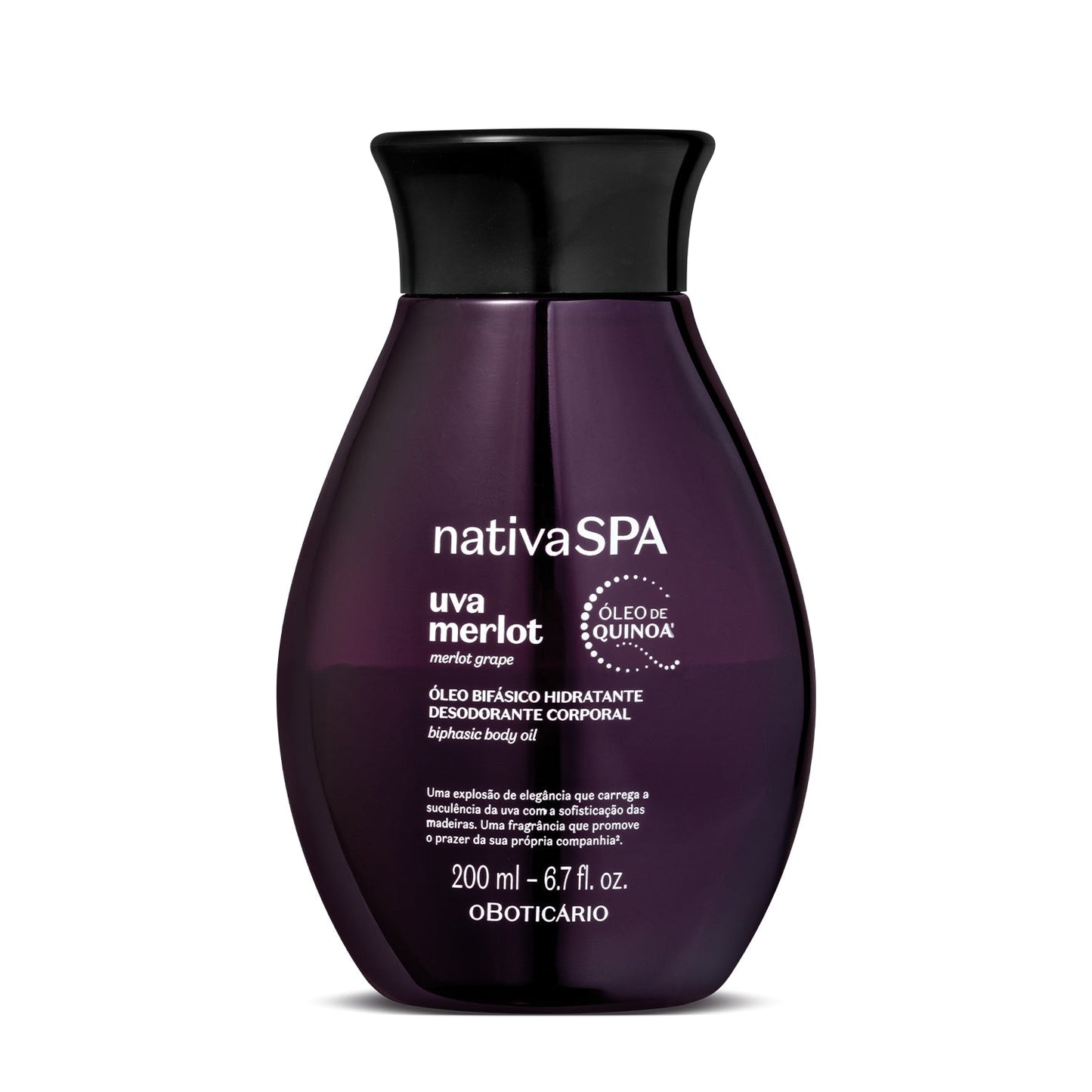 Oboticario Óleo Bifásico Hidratante Corporal Uva Merlot Nativa Spa
