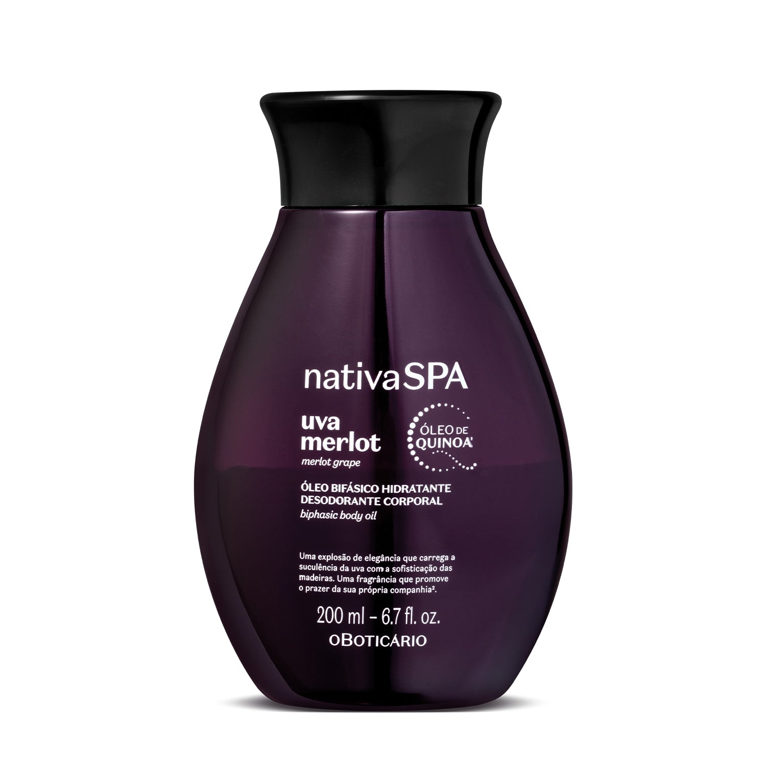 Oboticario Óleo Bifásico Hidratante Corporal Uva Merlot Nativa Spa