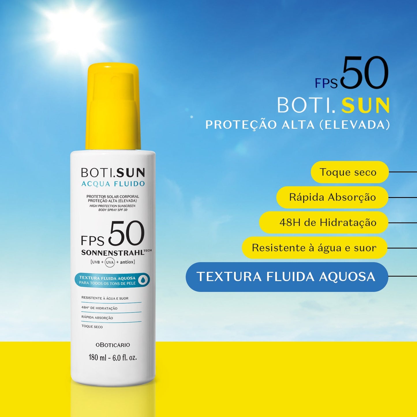Oboticario Protector Acqua Fluido Protetor Solar Corporal en Spray FPS 50