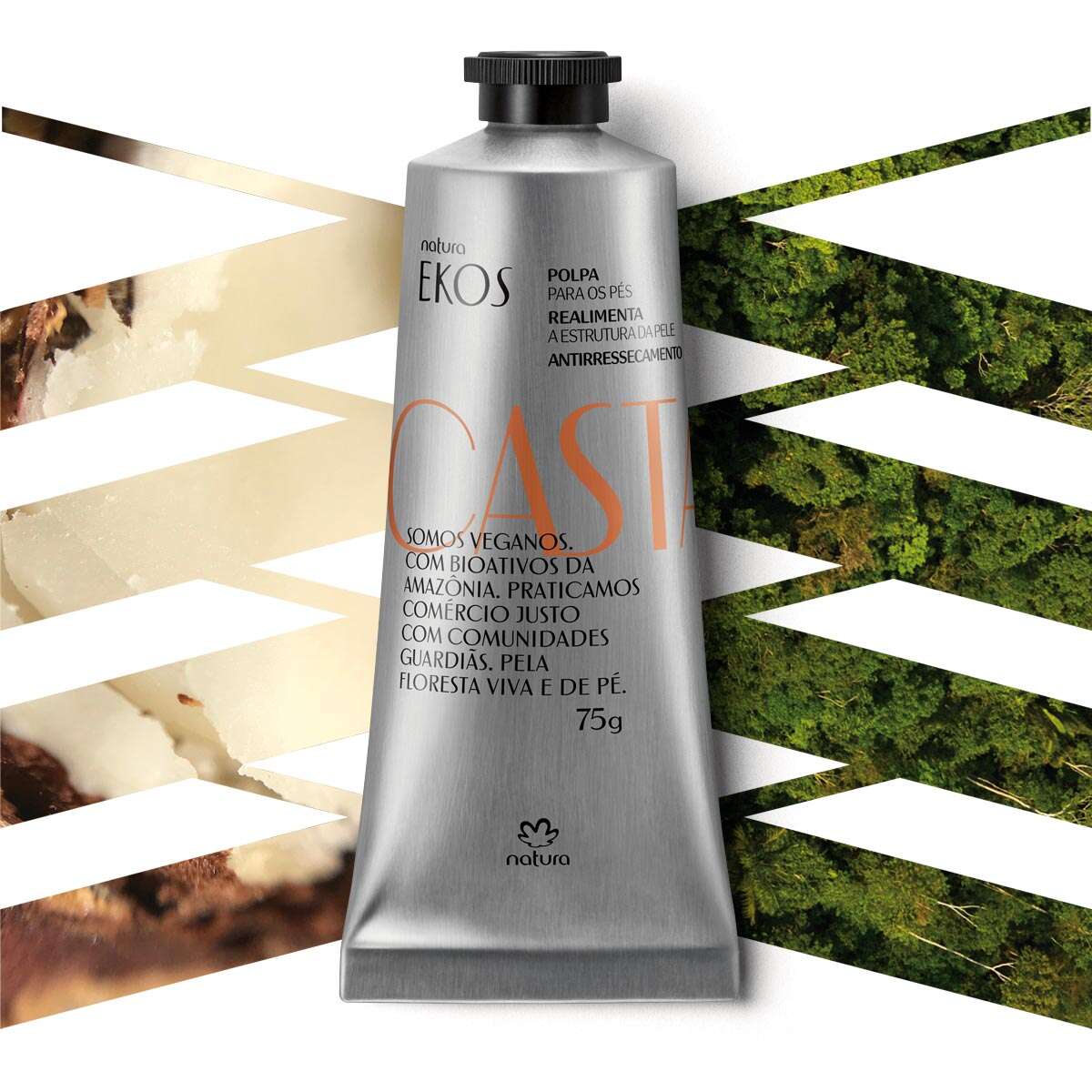 Natura crema Ekos Pulpa Hidratante para Pies Desodorante Castaña