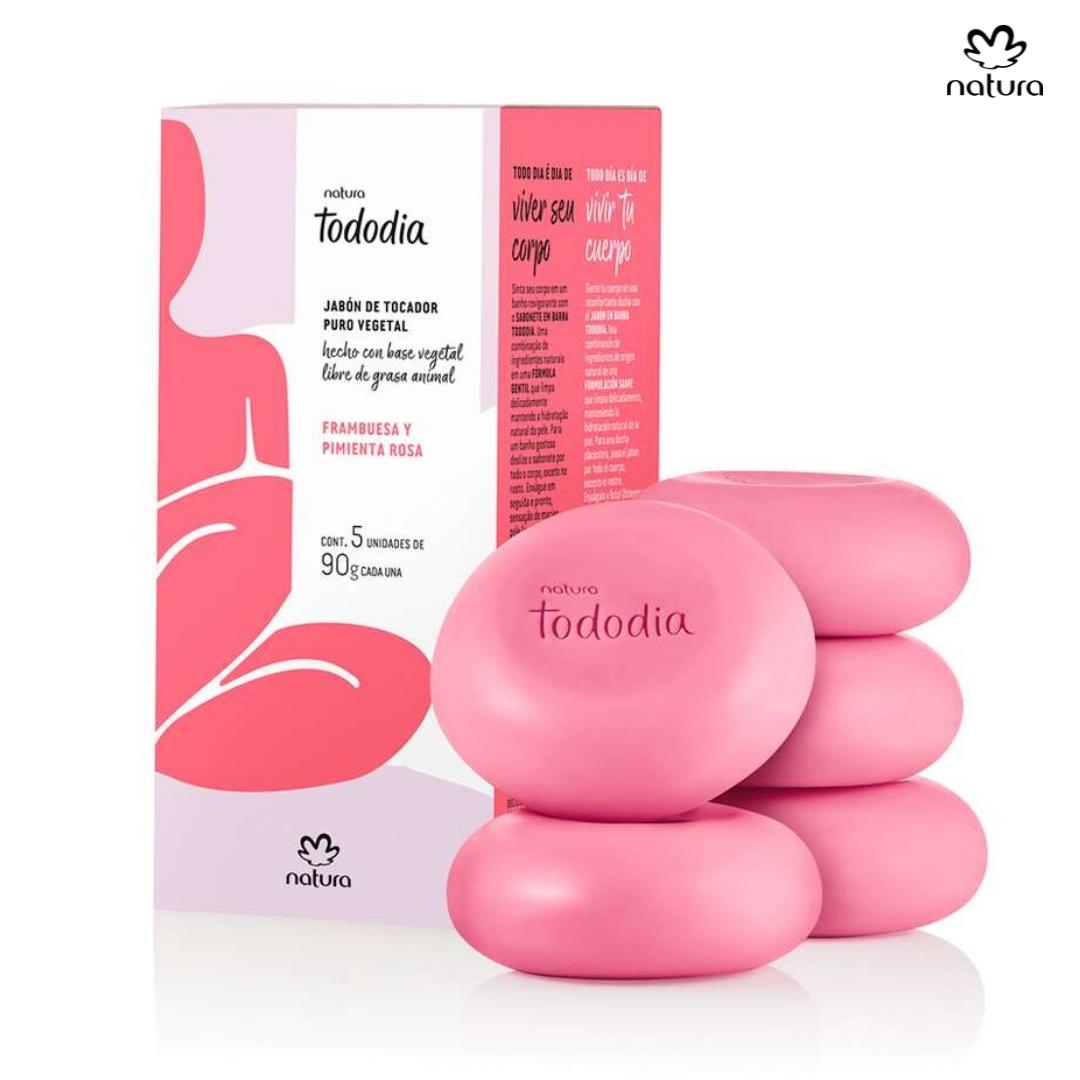 Natura Tododia Jabones en barra puro vegetal frambuesa y pimienta rosa