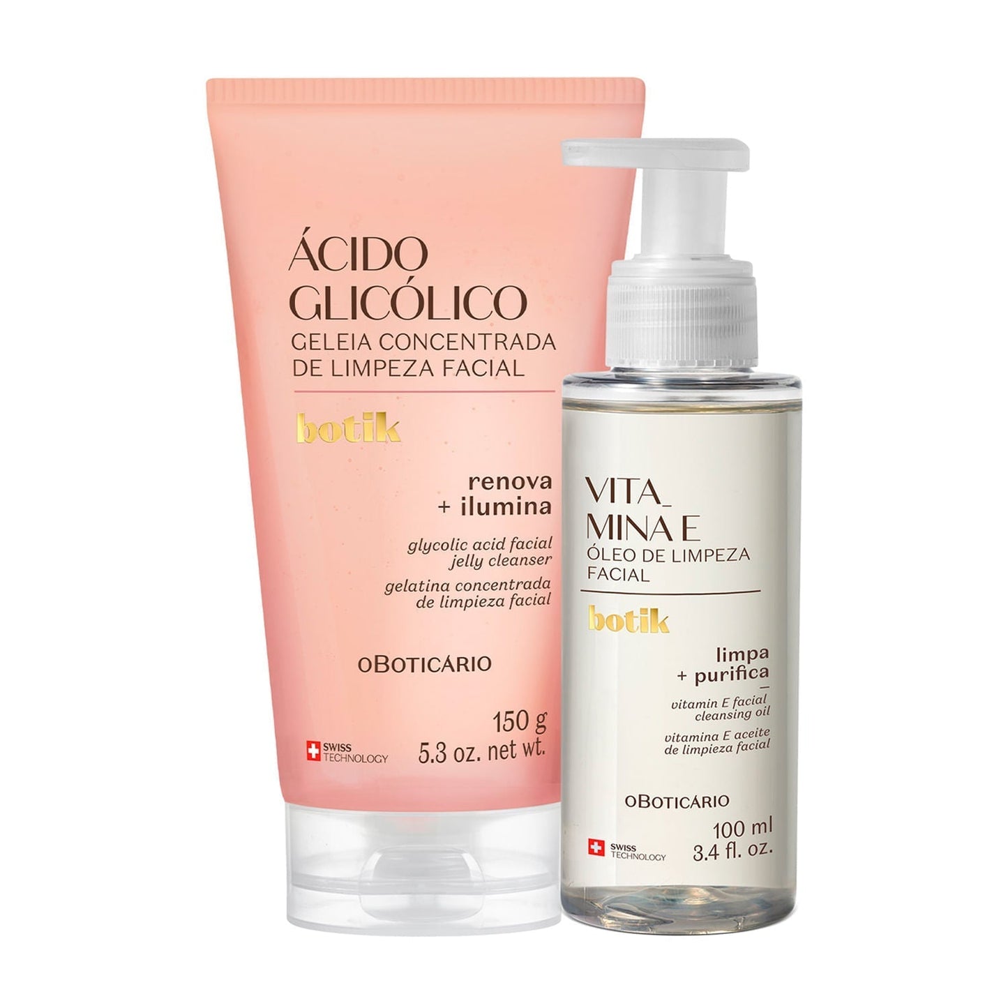 Oboticario Botik Kit Doble Limpieza: Aceite Limpiador Facial + Gel Limpiador Facial Concentrado