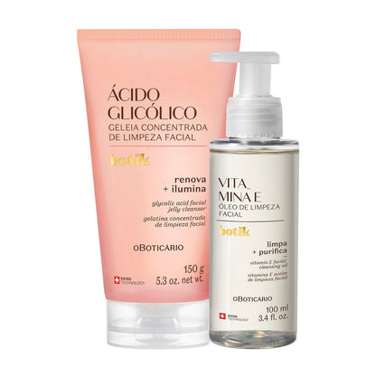 Oboticario Botik Kit Doble Limpieza: Aceite Limpiador Facial + Gel Limpiador Facial Concentrado